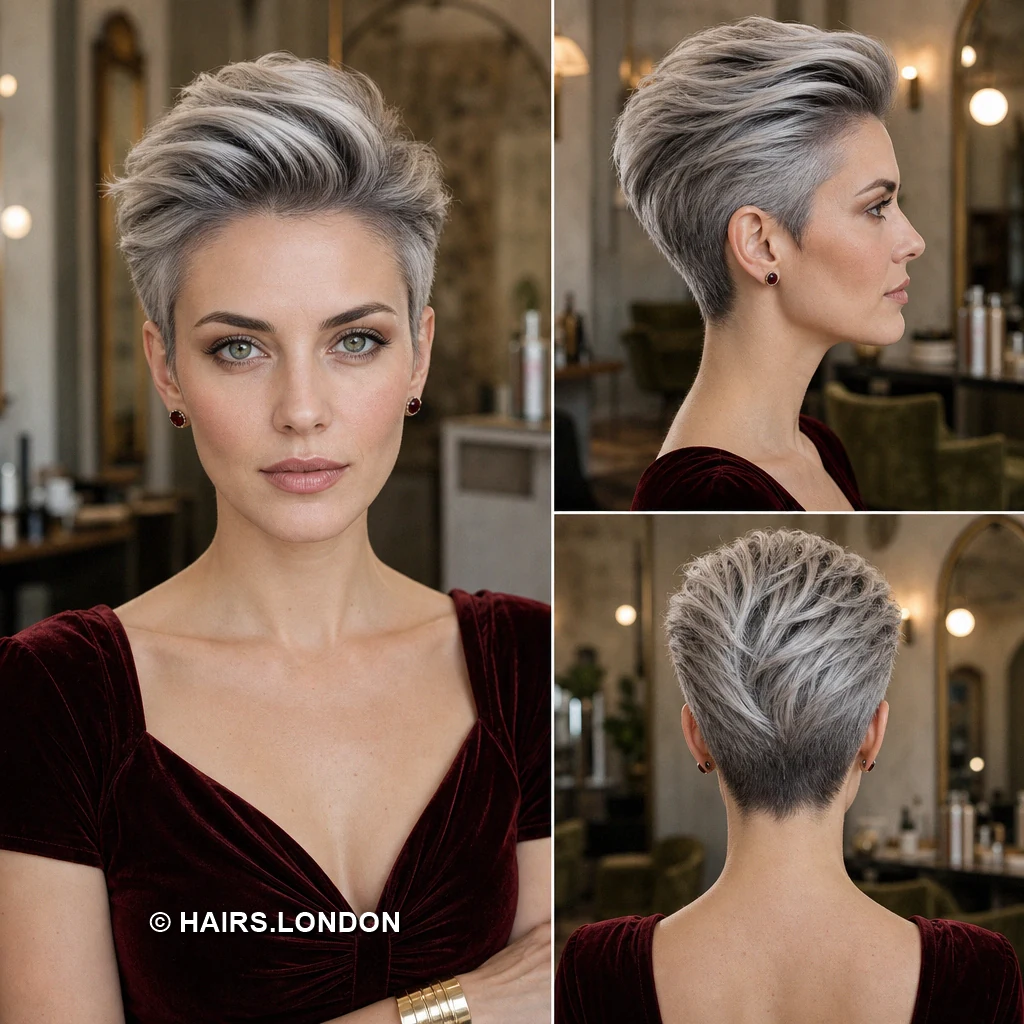 20 Silver Pixie Haircuts with Texture, Sweeping Fringes, and Tapered Napes Pale Full Sweep