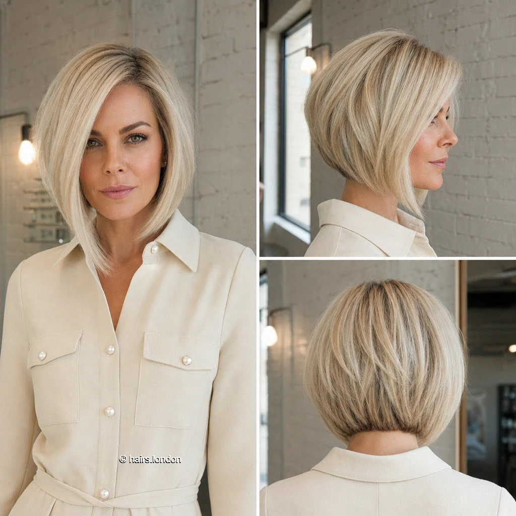 15 Blonde Bob Haircuts: Graduated Shapes, Angled Fronts and Soft Texture Pale Rounded Graduation