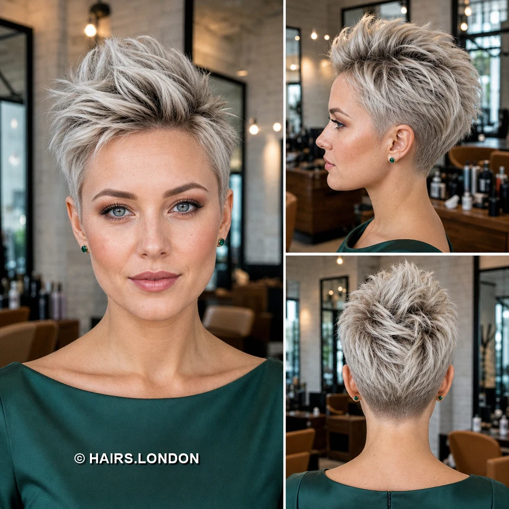 20 Silver Pixie Haircuts with Texture, Sweeping Fringes, and Tapered Napes Pale Tousled Crest