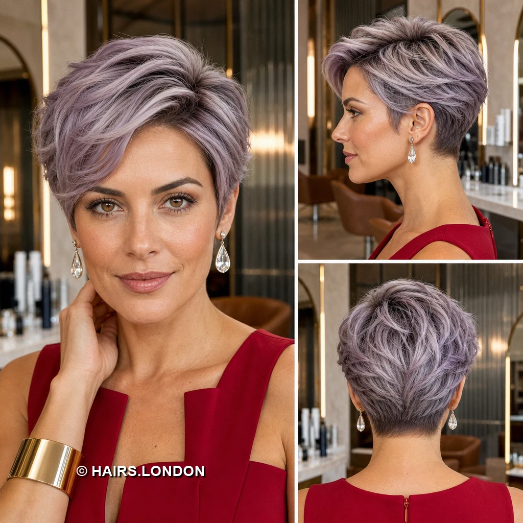 13 Lavender Pixie Haircuts With Swept Fringes, Lifted Crowns, and Soft Tapers Pastel Wispy Taper