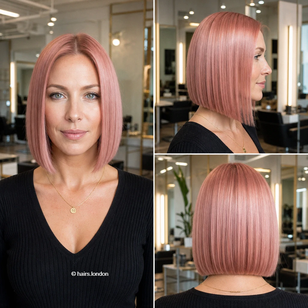 20 Colorful Bob Haircuts, From Sleek Jaw-Length Cuts to Layered Shapes Peach Aline Bob