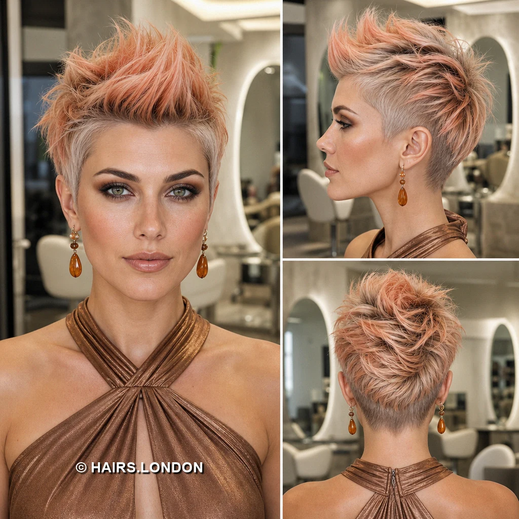 19 Pastel Pixie Haircuts With Texture, Shape, and Soft Color Peach Rolled Pixie