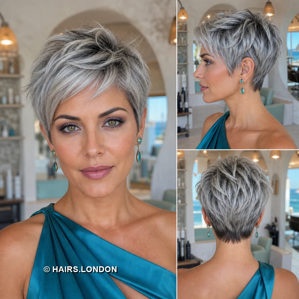 12 Pastel Pixie Cuts with Swept Fringes, Textured Crowns, and Tapered Napes Pearl Ribbon Pixie