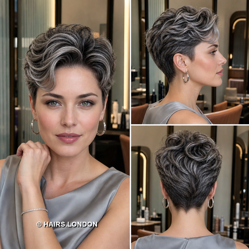 18 Gray Pixie Haircuts with Silver Waves Curls and Spiky Layers Pewter Wavy Pixie