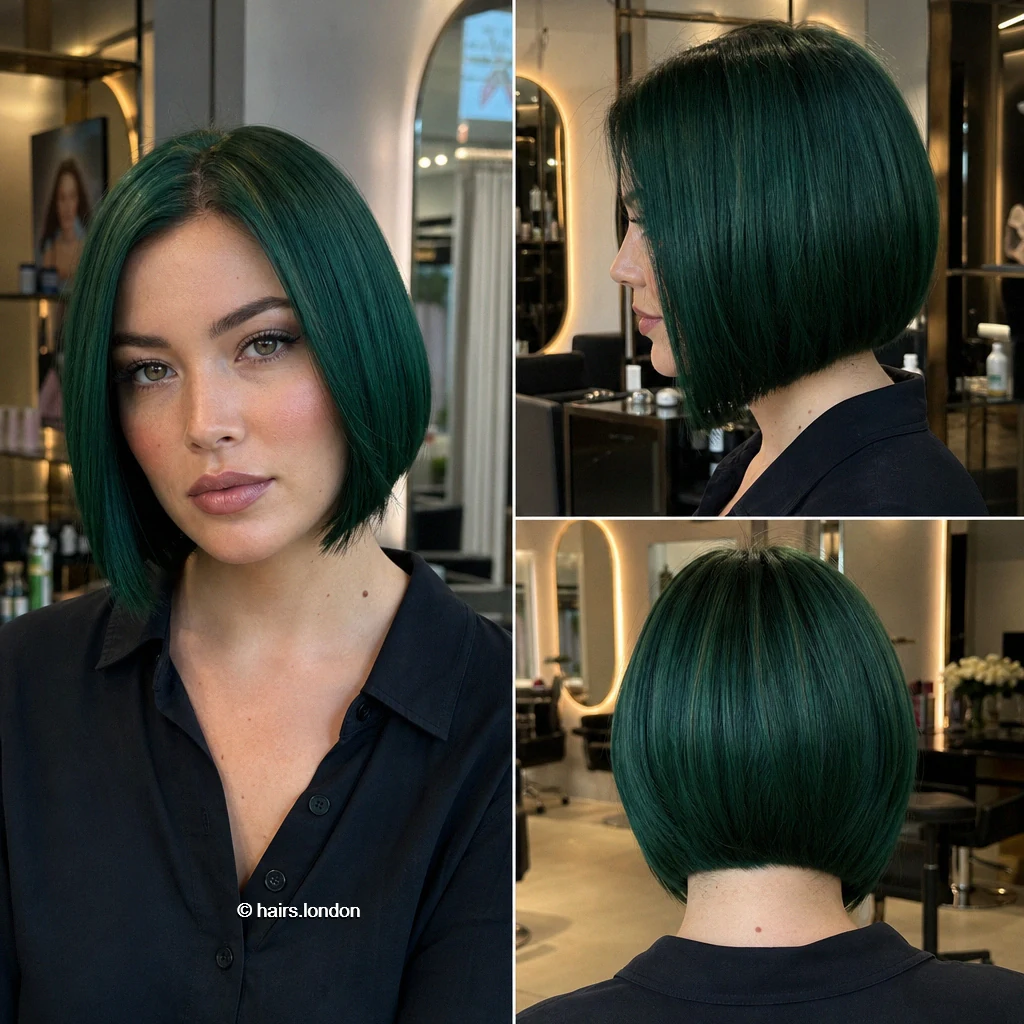 20 Blue and Green Bob Haircuts, from Sleek Angles to Tousled Layers Pine Angled Bob