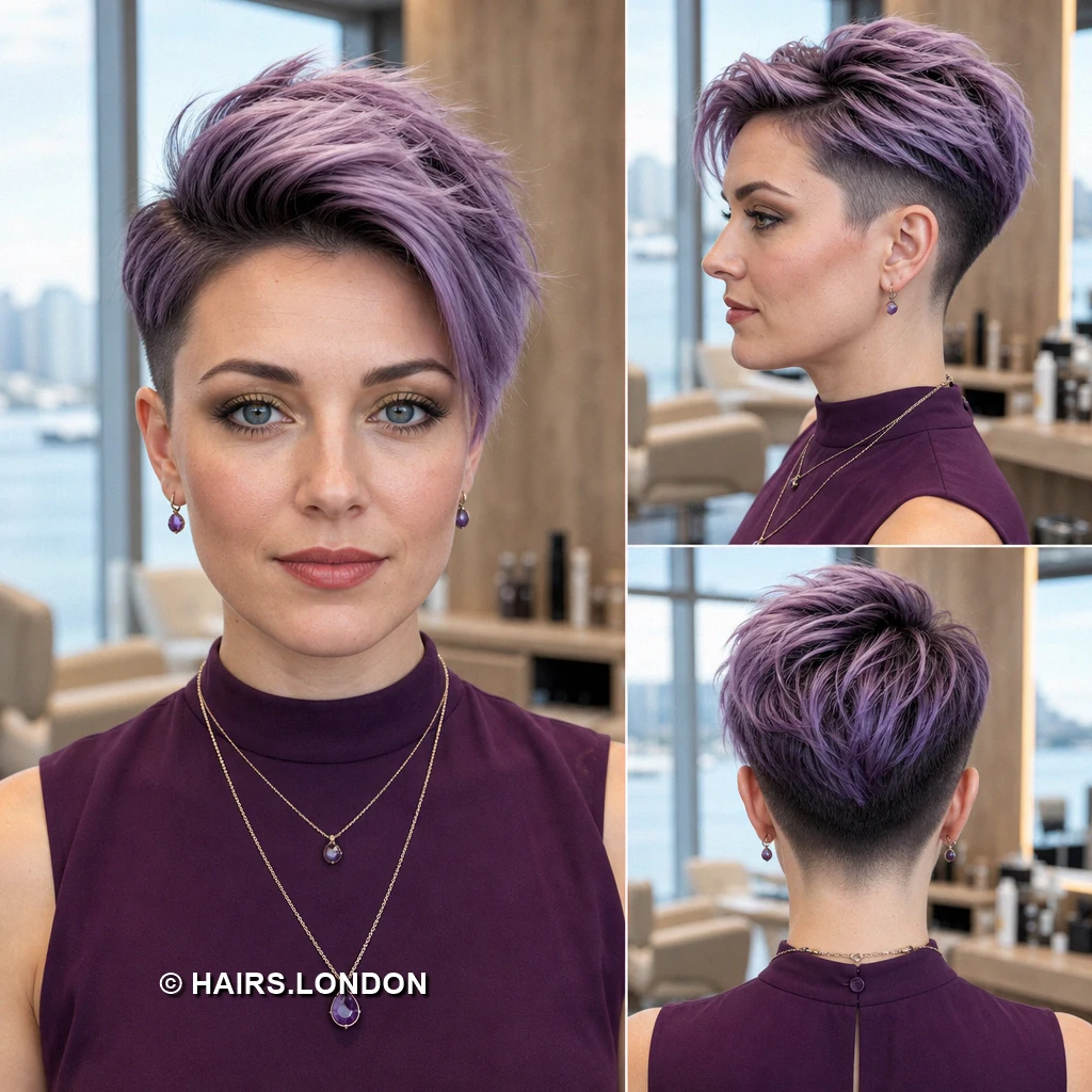 12 Lavender Pixie Haircuts with Swept Fringes and Textured Crowns Pink Brushedup Pixie