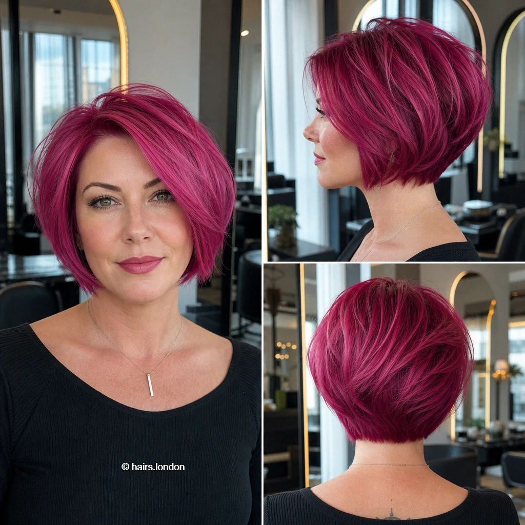 14 Magenta Bob Haircuts, From Blunt Lines to Textured Layers Pink Crown Bob