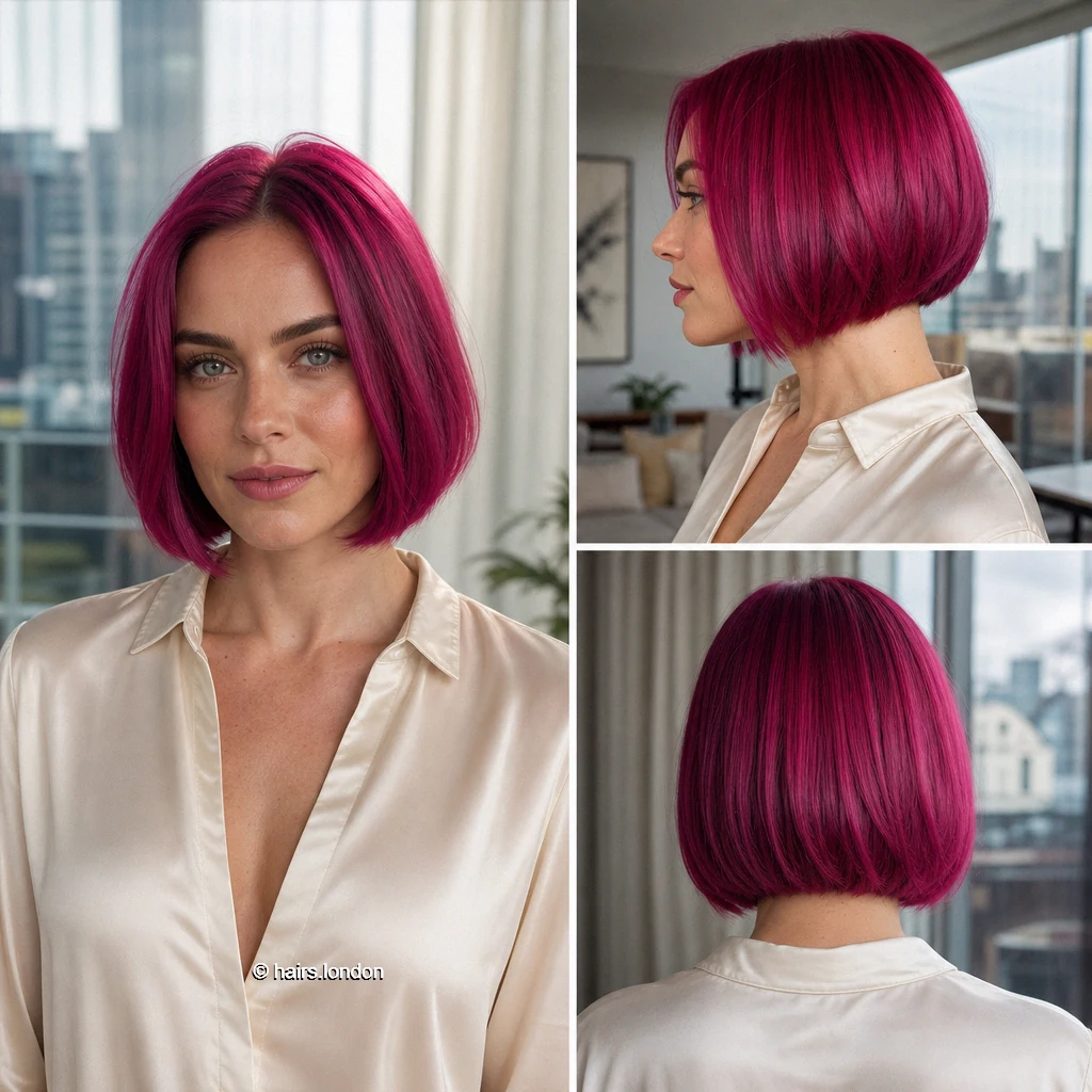 20 Pink Bob Haircuts, From Sleek Jawline Shapes to Tousled Lobs Pink Curved Bob