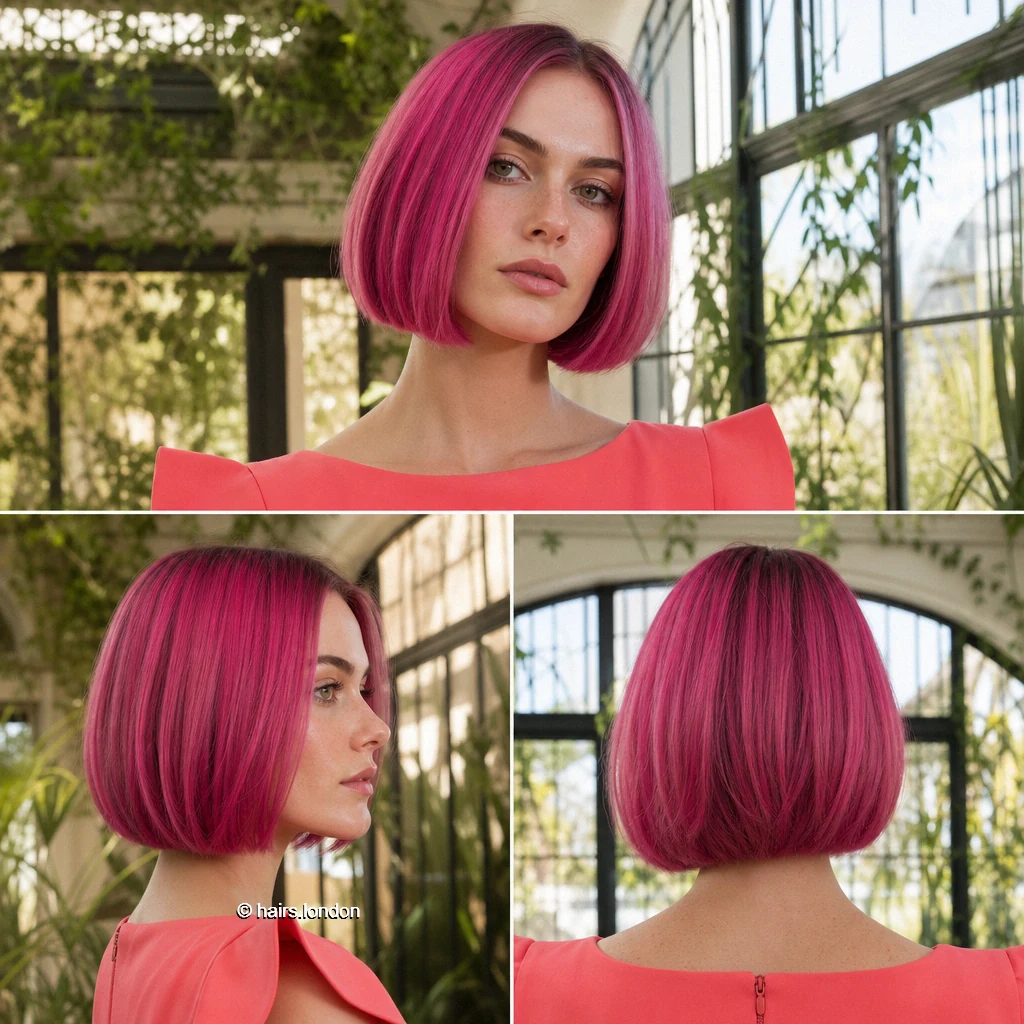 20 Colorful Bob Haircuts, From Textured Crops to Sleek Angled Shapes Pink Curved Bob