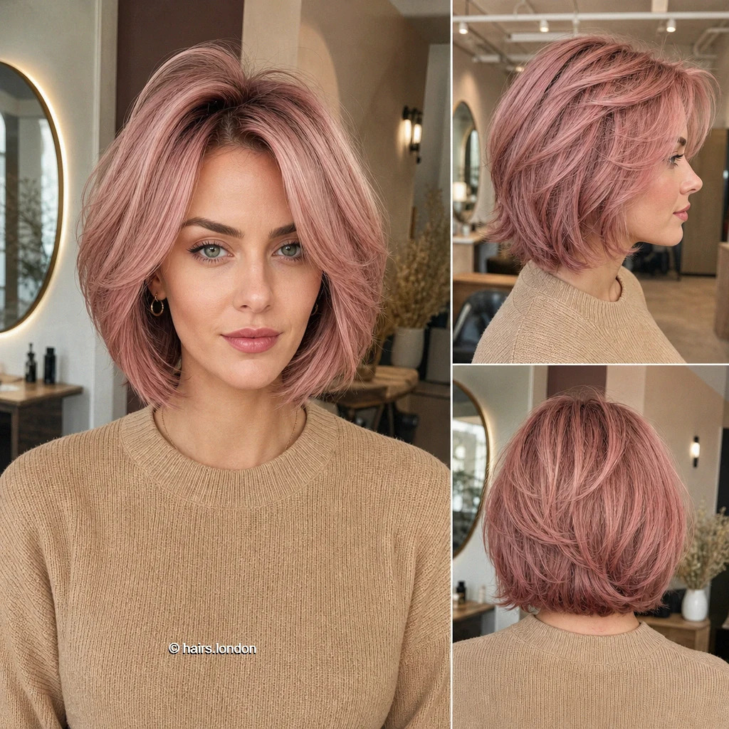 20 Colorful Bob Haircuts, From Sleek Curves to Shaggy Layers Pink Framed Bob