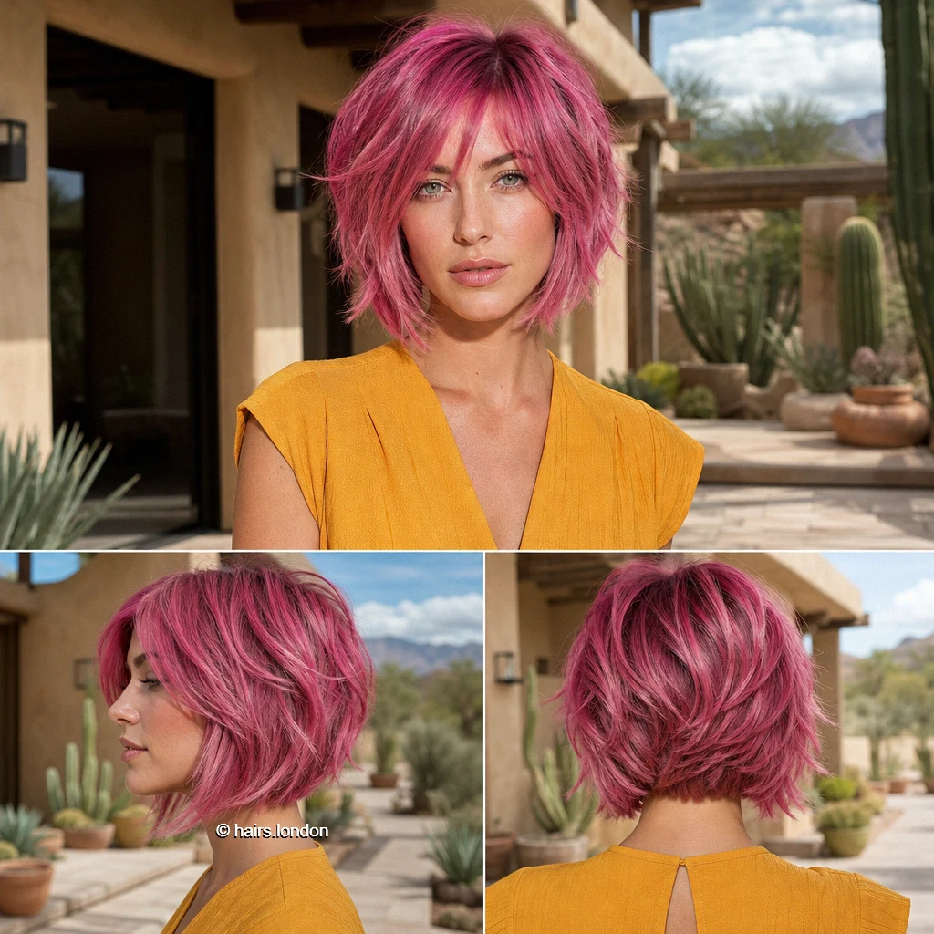 20 Magenta Bob Haircuts: Shapes from Blunt to Shaggy Pink Layered Bob