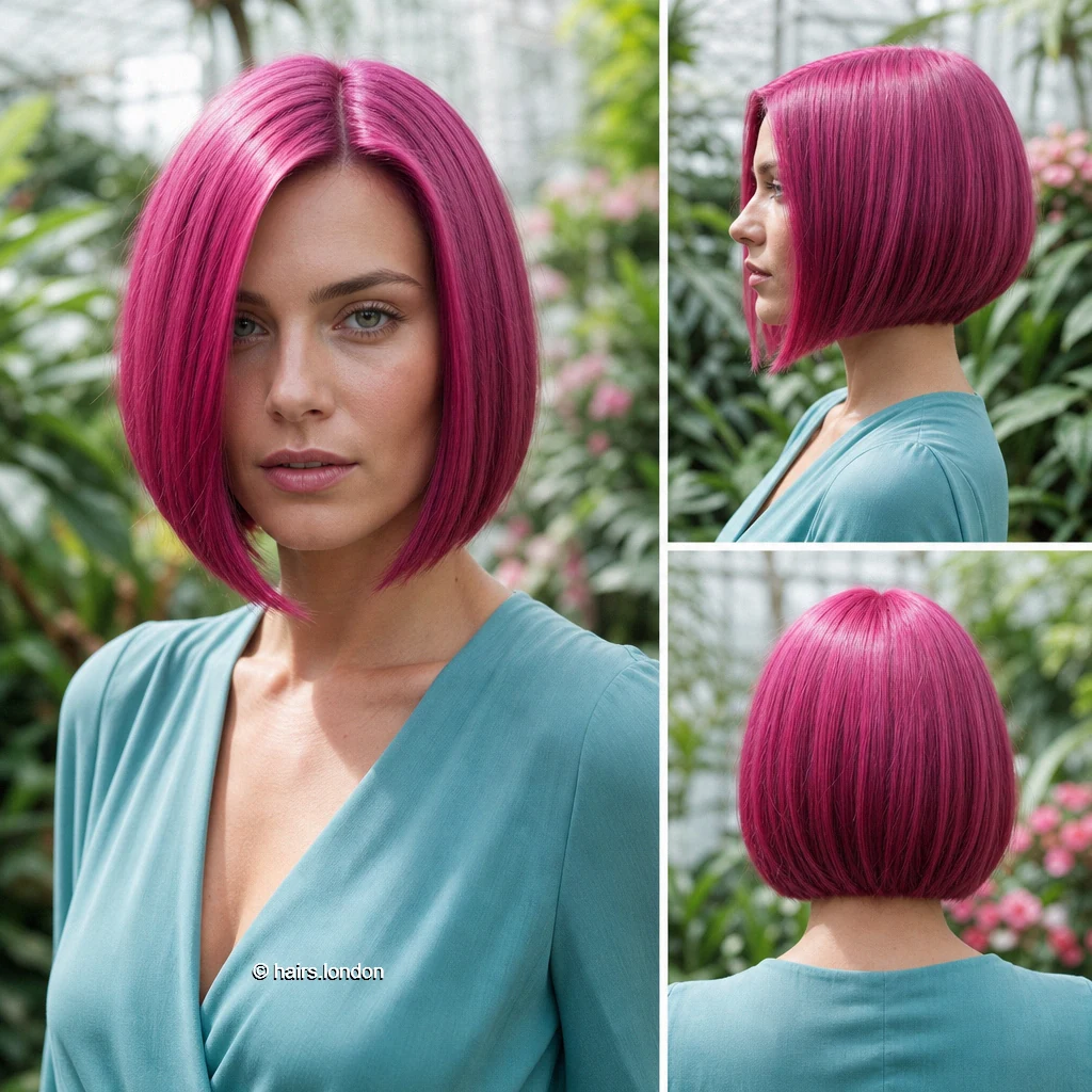 19 Colorful Bob Haircuts, From Pastel Blunt Cuts to Vivid Layered Shapes Pink Pointed Bob