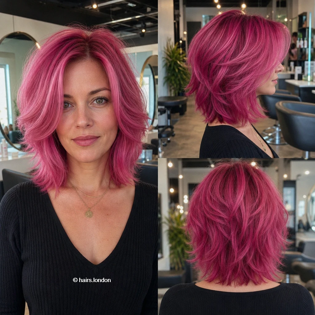 20 Colorful Bob Haircuts, From Rounded Shapes to Airy Layers Pink Shaggy Bob
