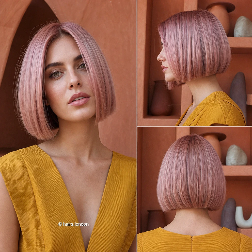 19 Colorful Bob Haircuts, From Pastel Blunt Cuts to Vivid Layered Shapes Pink Smooth Bob