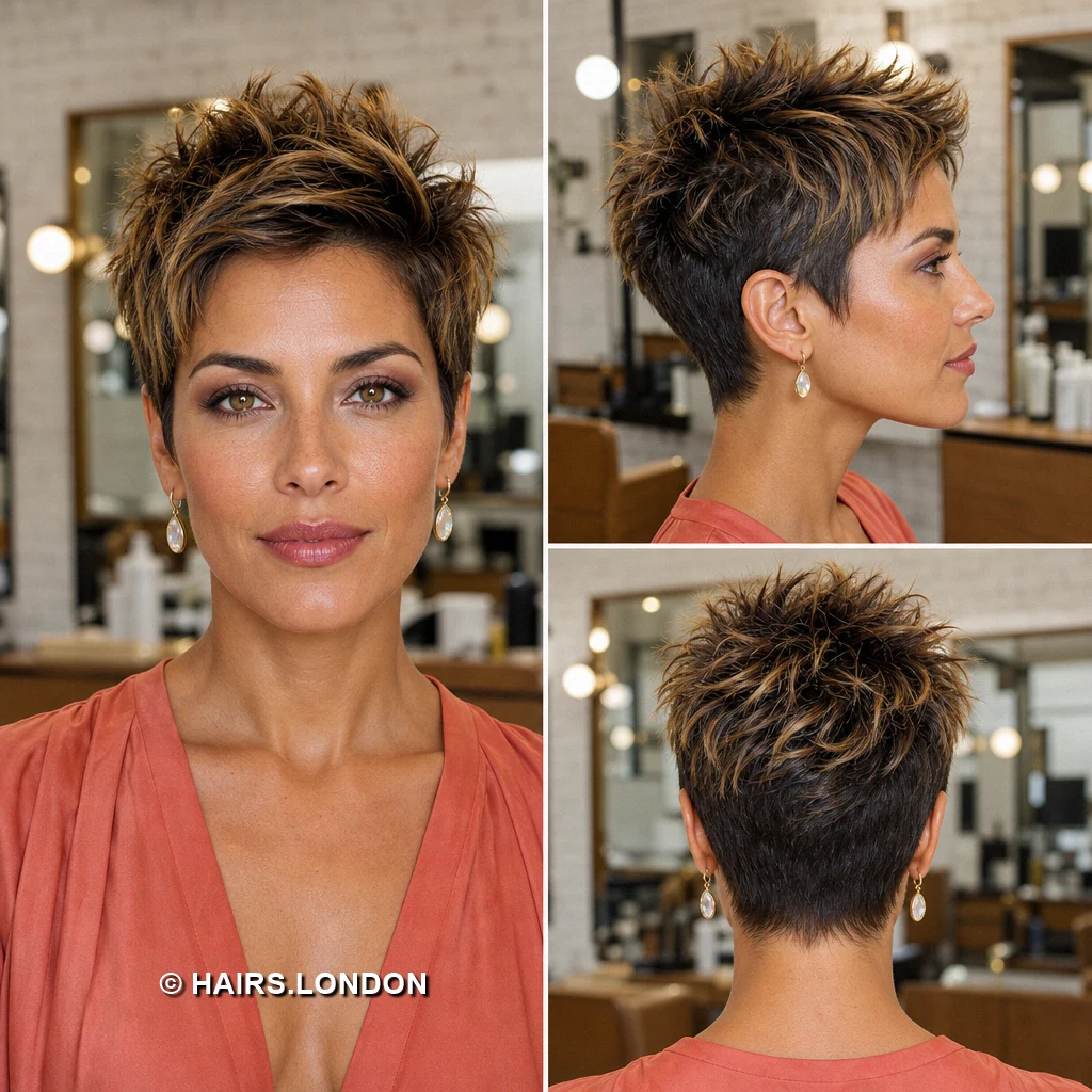 19 Highlighted Pixie Haircuts with Curls, Sweeps, and Tapered Napes Pinkblonde Swirled Crown