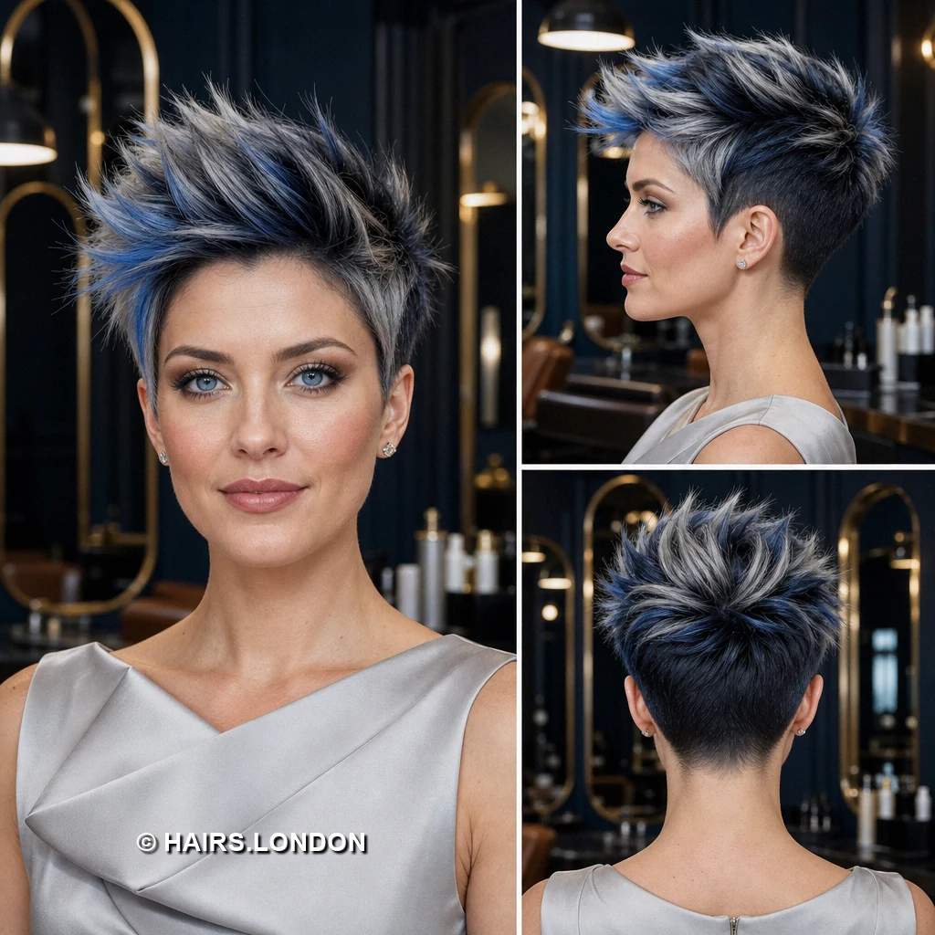 12 Short Pixie Haircuts with Color, Texture, and Shape Platinum Diagonal Fringe