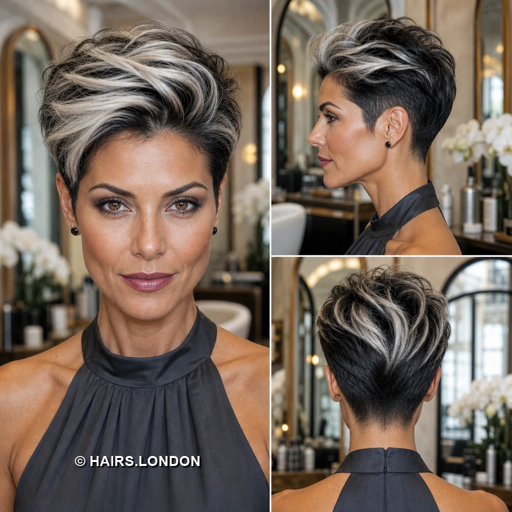 14 Silver Highlighted Pixie Cuts With Shape and Texture Platinum Soft Sweep