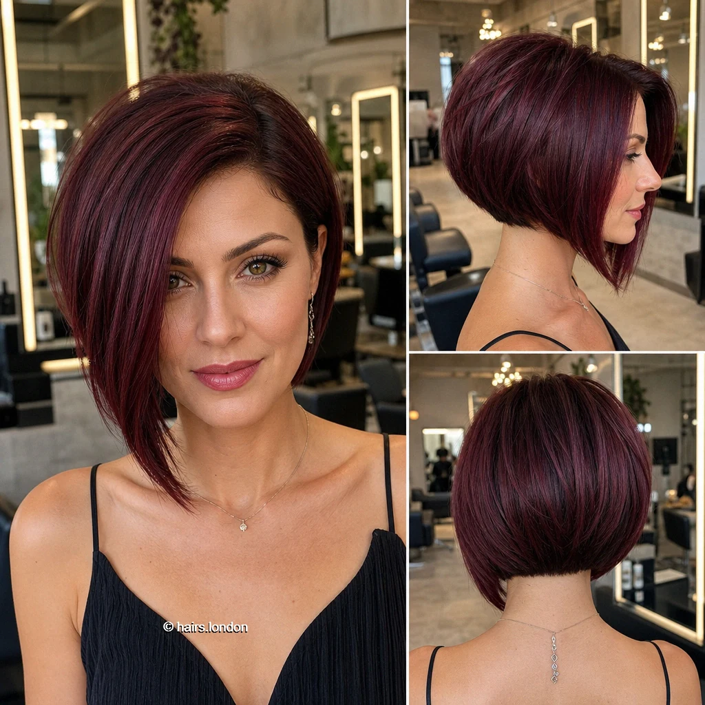 Plum Asymmetrical Bob