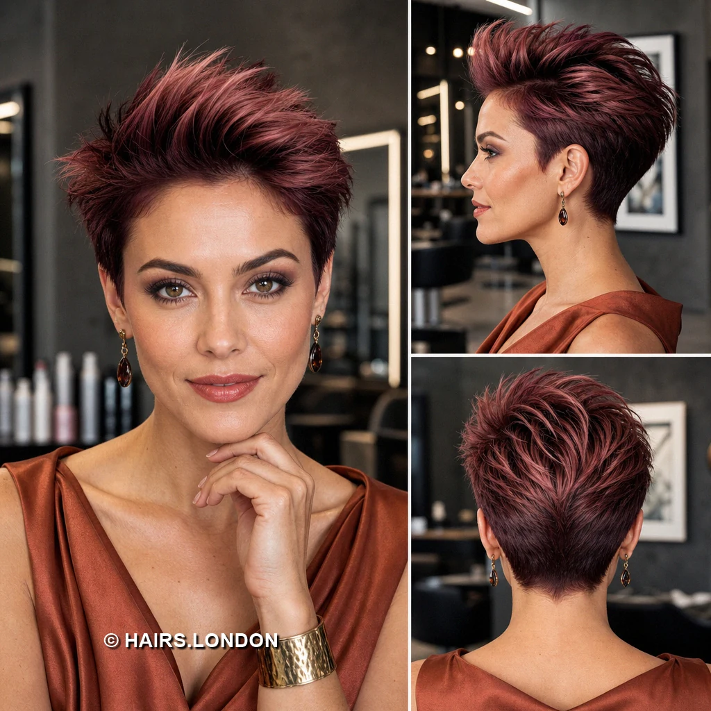 15 Burgundy Pixie Cuts with Swept Fringes and Textured Crowns Plum Curving Fringe