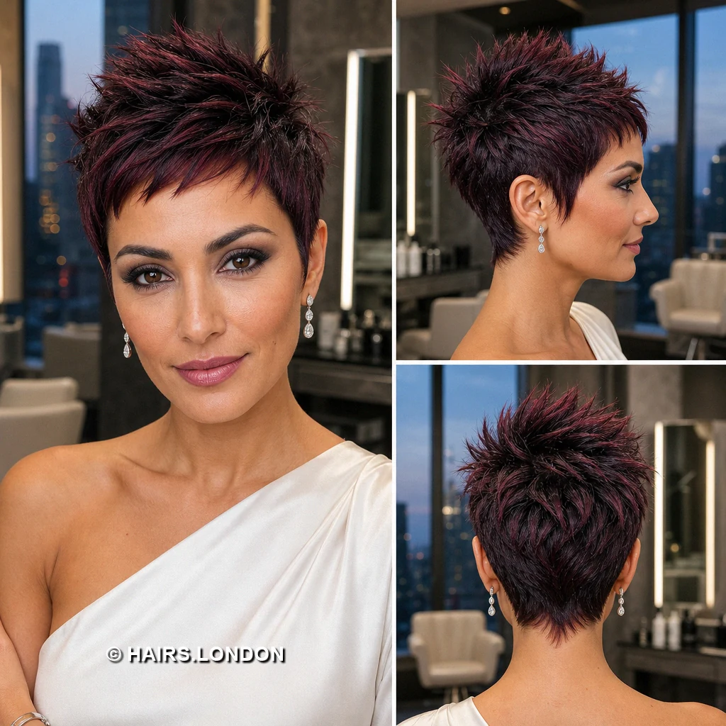 19 Burgundy Pixie Haircuts with Swept Fringes and Textured Crowns Plum Diagonal Pixie