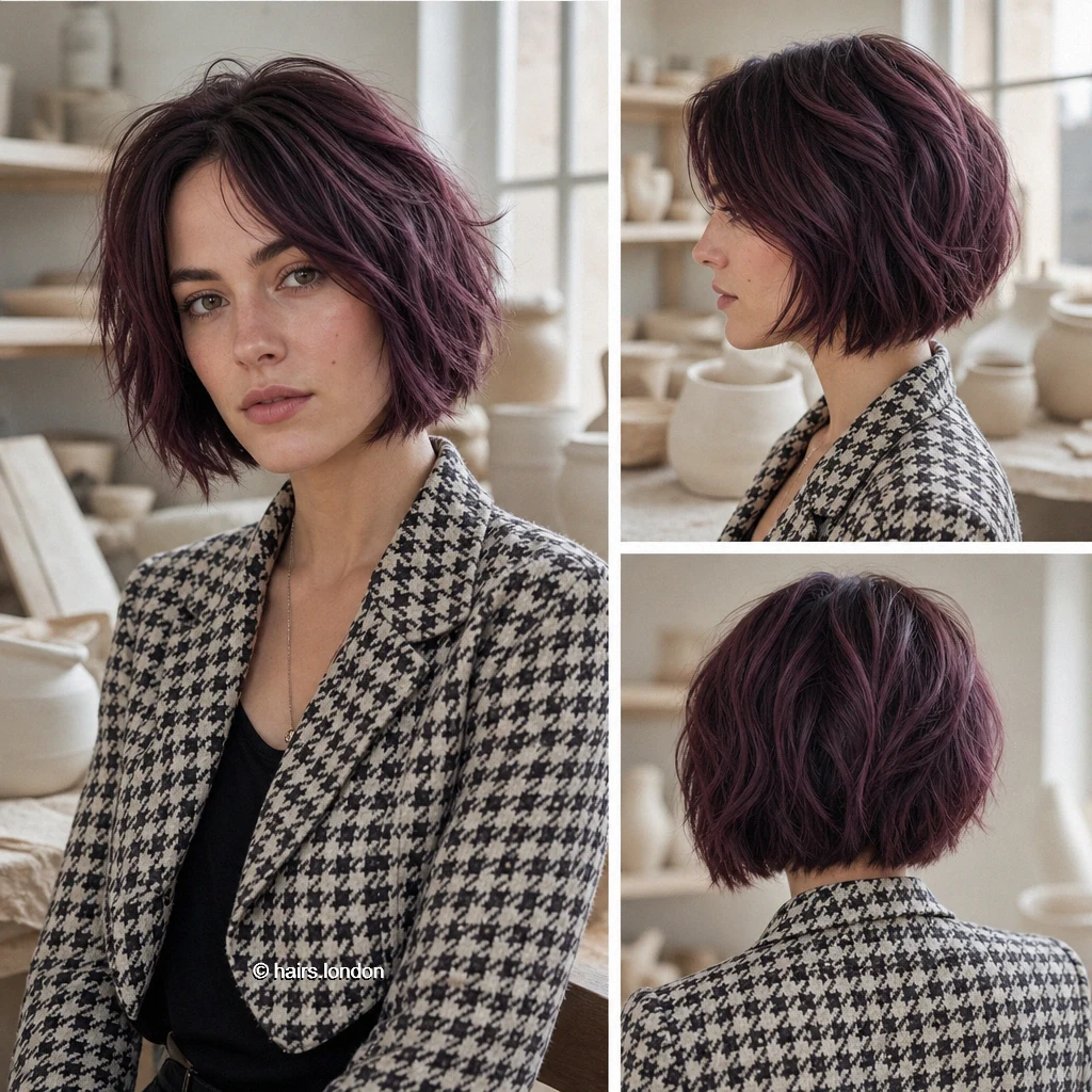 Plum Disheveled Bob