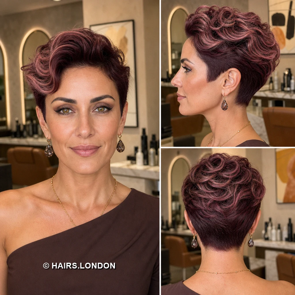17 Purple Pixie Haircuts with Sweeping Fringes and Textured Crowns Plum Feathered Pixie