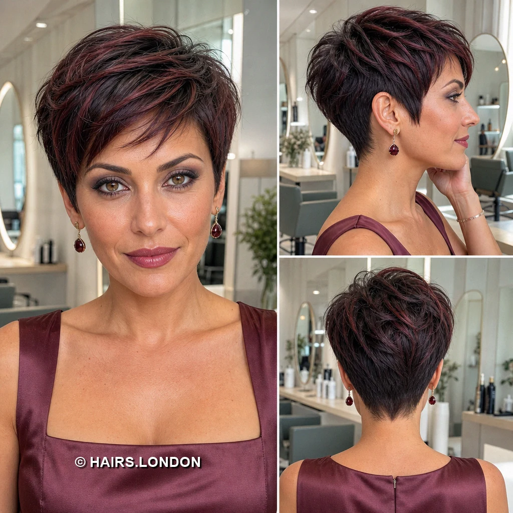17 Burgundy Pixie Haircuts with Rich Dimension and Modern Texture plum layered pixie