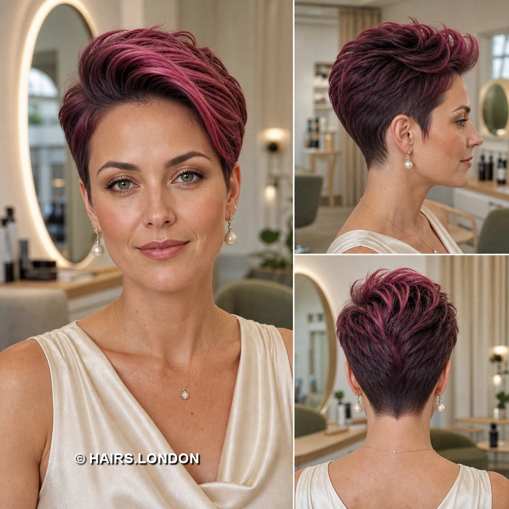 19 Burgundy and Magenta Pixie Cuts, From Soft Waves to Bold Sweeps Plum Lifted Pixie