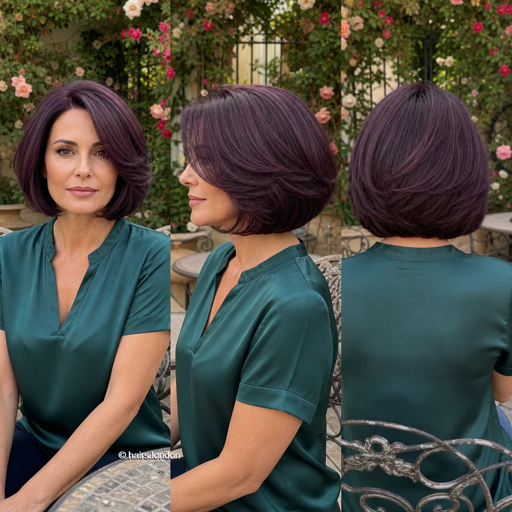 20 Colorful Bob Haircuts: Shapes, Layers and Styling Ideas Plum Rounded Bob