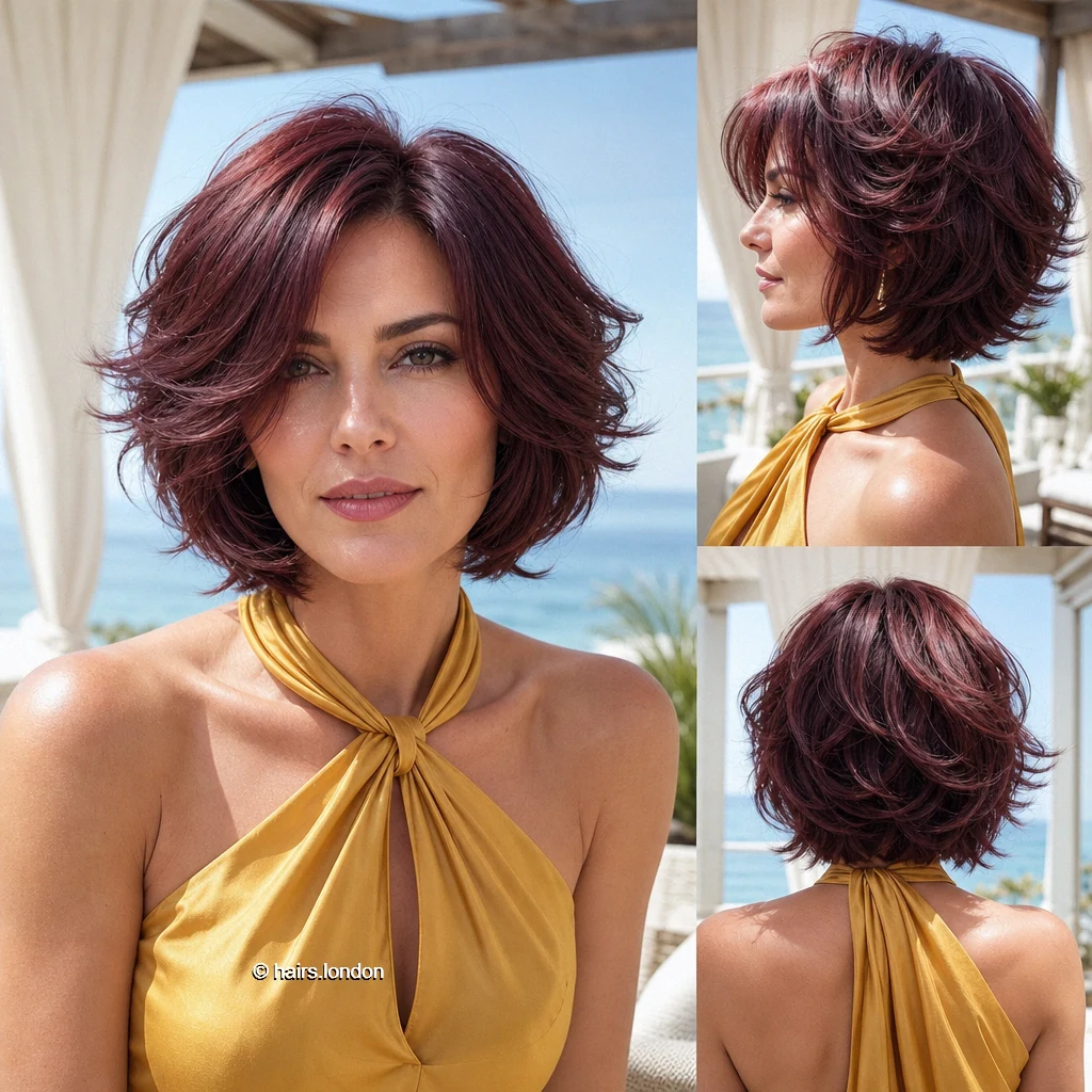 20 Bob Haircut Ideas: Rounded, Textured and Fringe Styles Plum Shaggy Bob