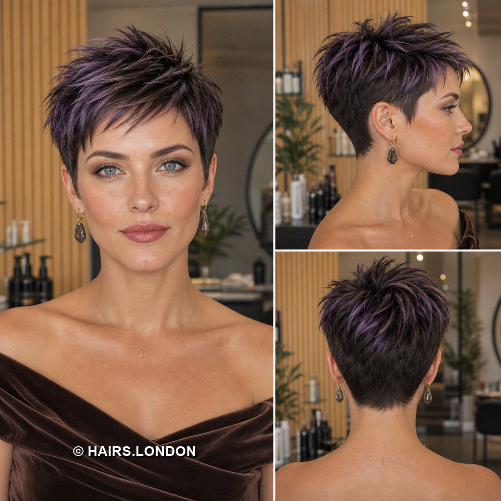 19 Purple Pixie Haircuts with Lavender Layers and Magenta Highlights Plum Spiky Pixie