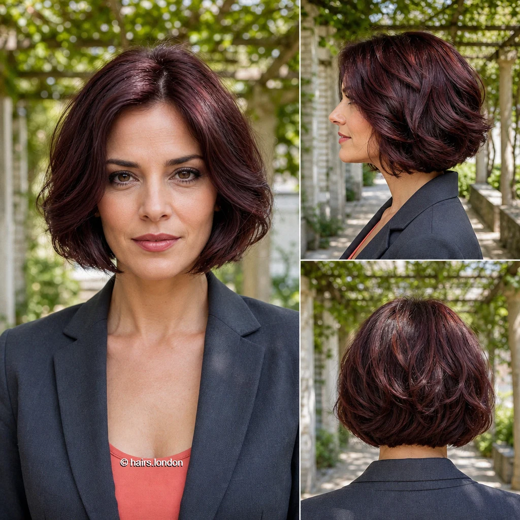 20 Bob Haircut Ideas: Rounded, Textured and Fringe Styles Plum Textured Bob