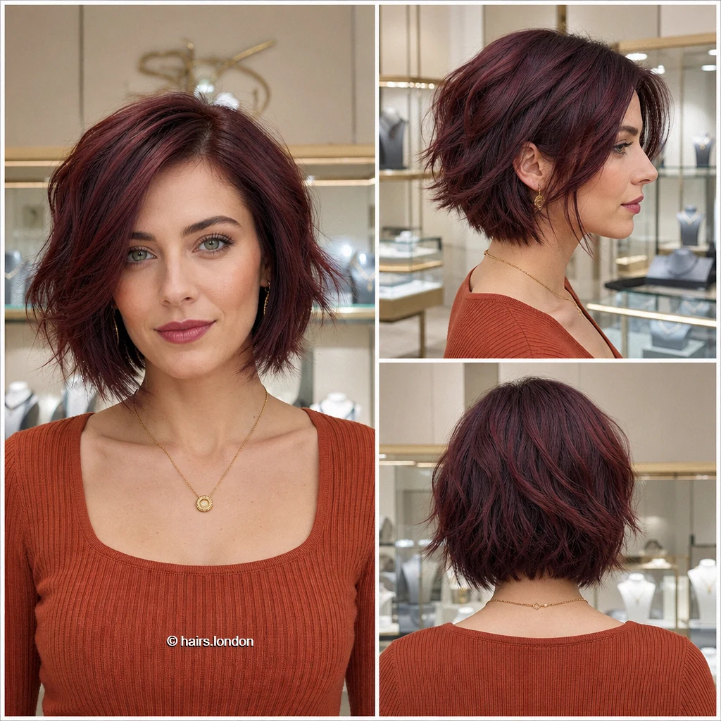 13 Red Bob Haircuts, From Sleek Graduated Shapes to Tousled Layers Plum Tousled Bob