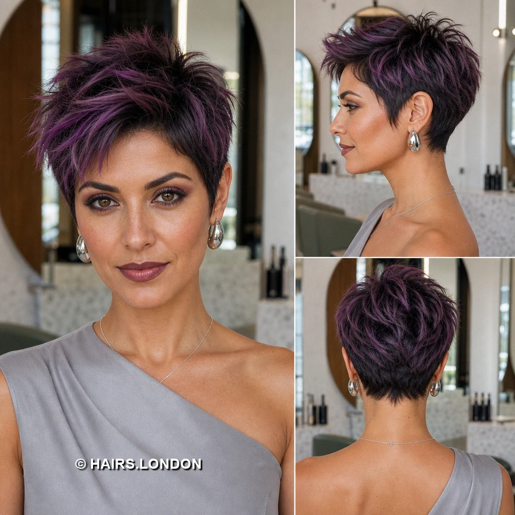 Purple Pixie Haircuts: 12 Ways to Wear a Tapered Crop Plum Tousled Crop