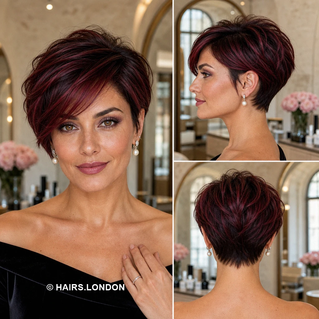 19 Burgundy and Magenta Pixie Cuts, From Soft Waves to Bold Sweeps Plum Wavy Pixie