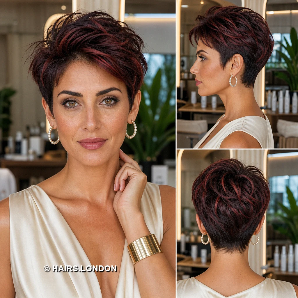 15 Burgundy Pixie Cuts with Texture, Curls, and Sweeping Fringes Plum Wispy Layers