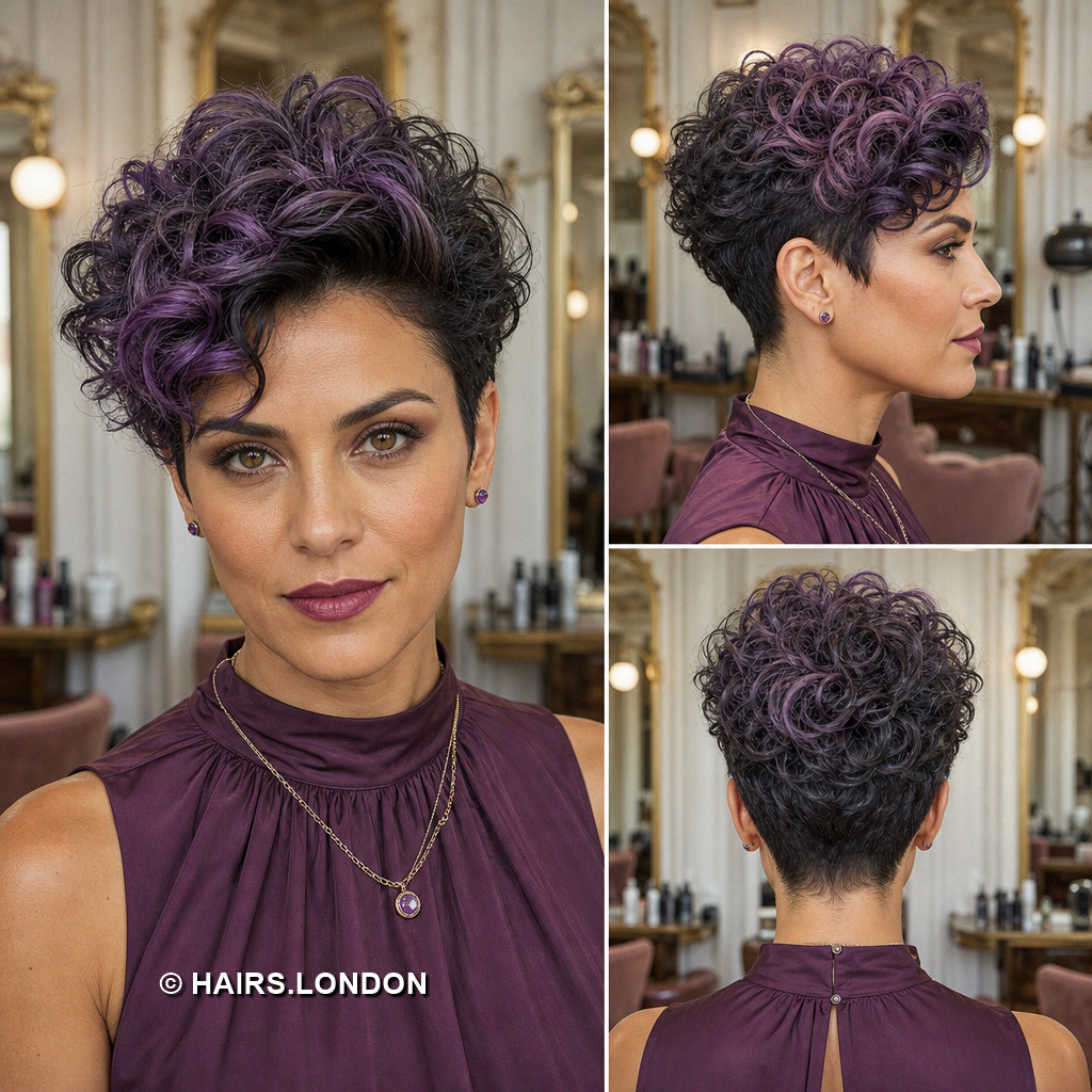 19 Purple Pixie Haircuts with Lavender Layers and Magenta Highlights Purple Curly Pixie