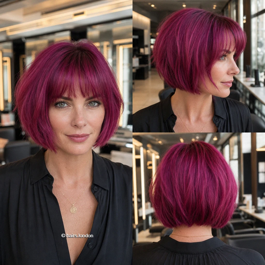 20 Colorful Bob Haircuts, From Rounded Shapes to Airy Layers Raspberry Fringed Bob