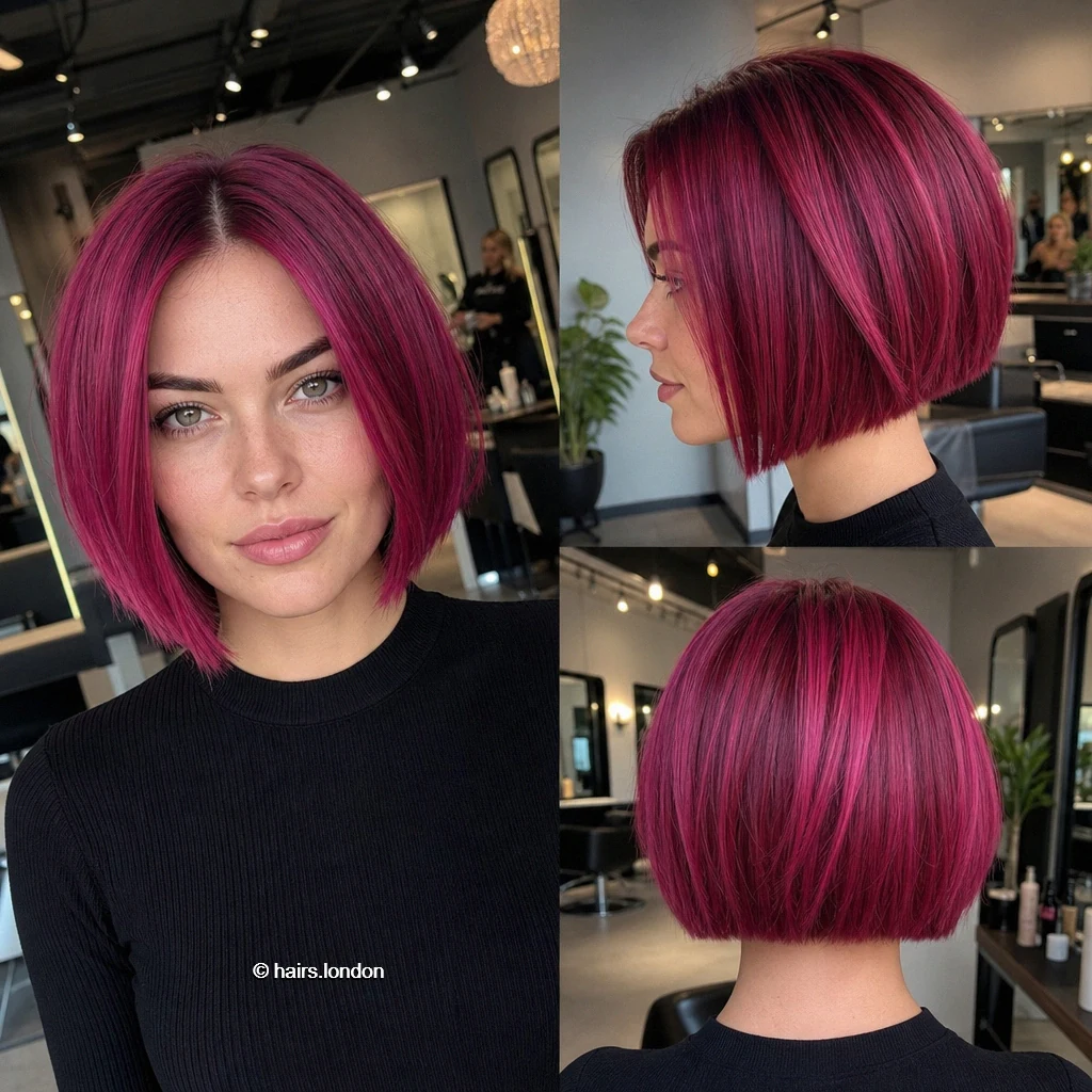 14 Magenta Bob Haircuts, From Blunt Lines to Textured Layers Raspberry Rounded Bob