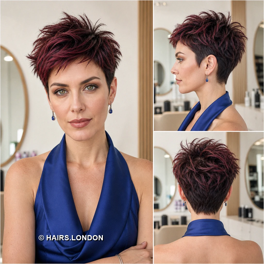 20 Burgundy Pixie Cuts, From Sleek Sweeps to Sculpted Curls Raspberry Sweeping Pixie