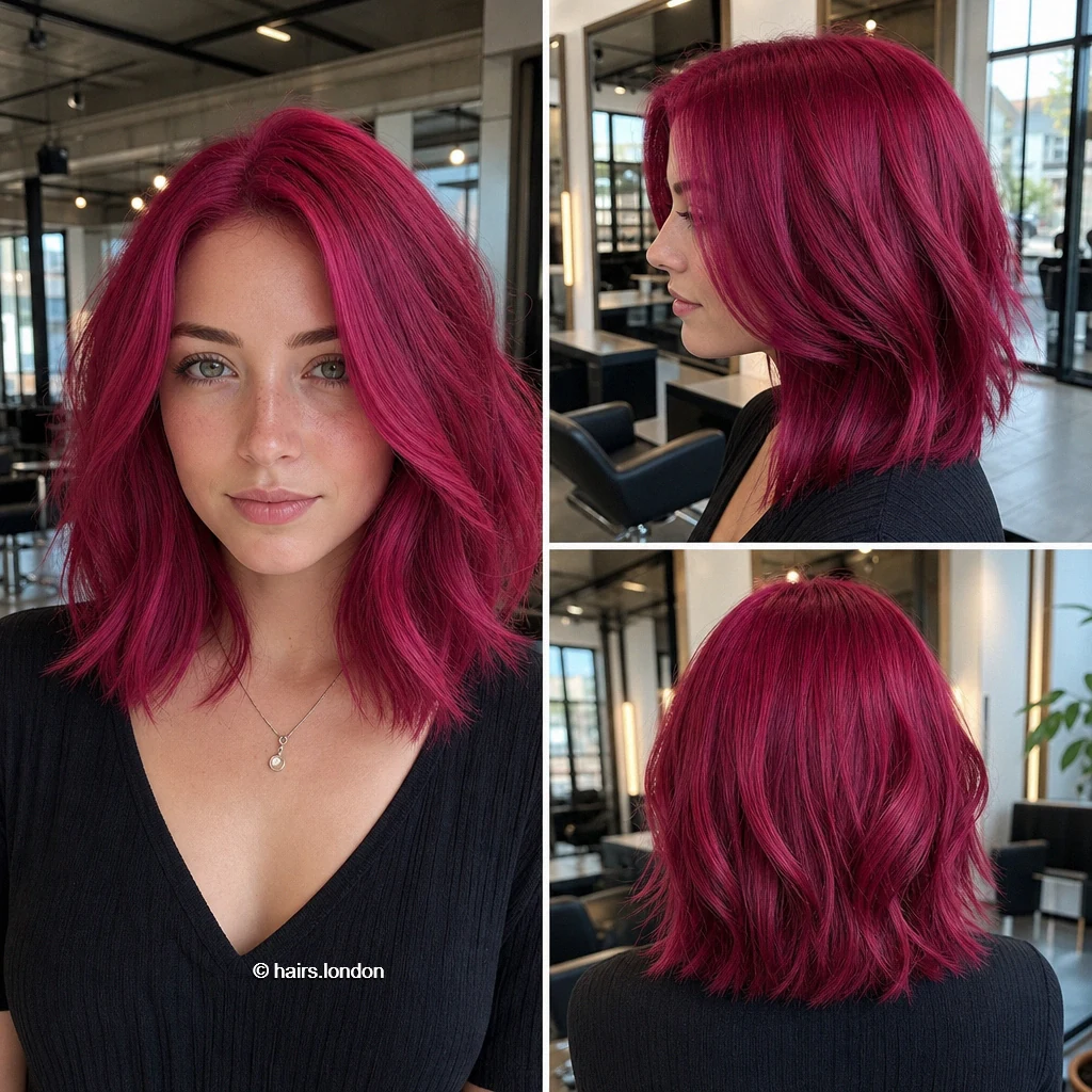 14 Magenta Bob Haircuts, From Blunt Lines to Textured Layers Raspberry Wavy Lob