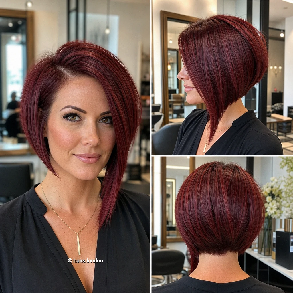 22 Bob Haircut Ideas: Sleek Angles, Soft Layers and Textured Shapes Red Asymmetrical Bob