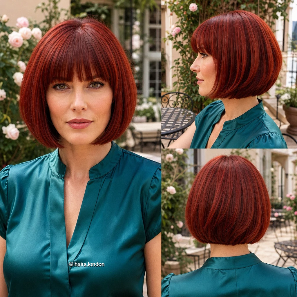 20 Red Bob Haircuts, From Soft Copper Waves to Sculpted Burgundy Shapes Red Bangs Bob