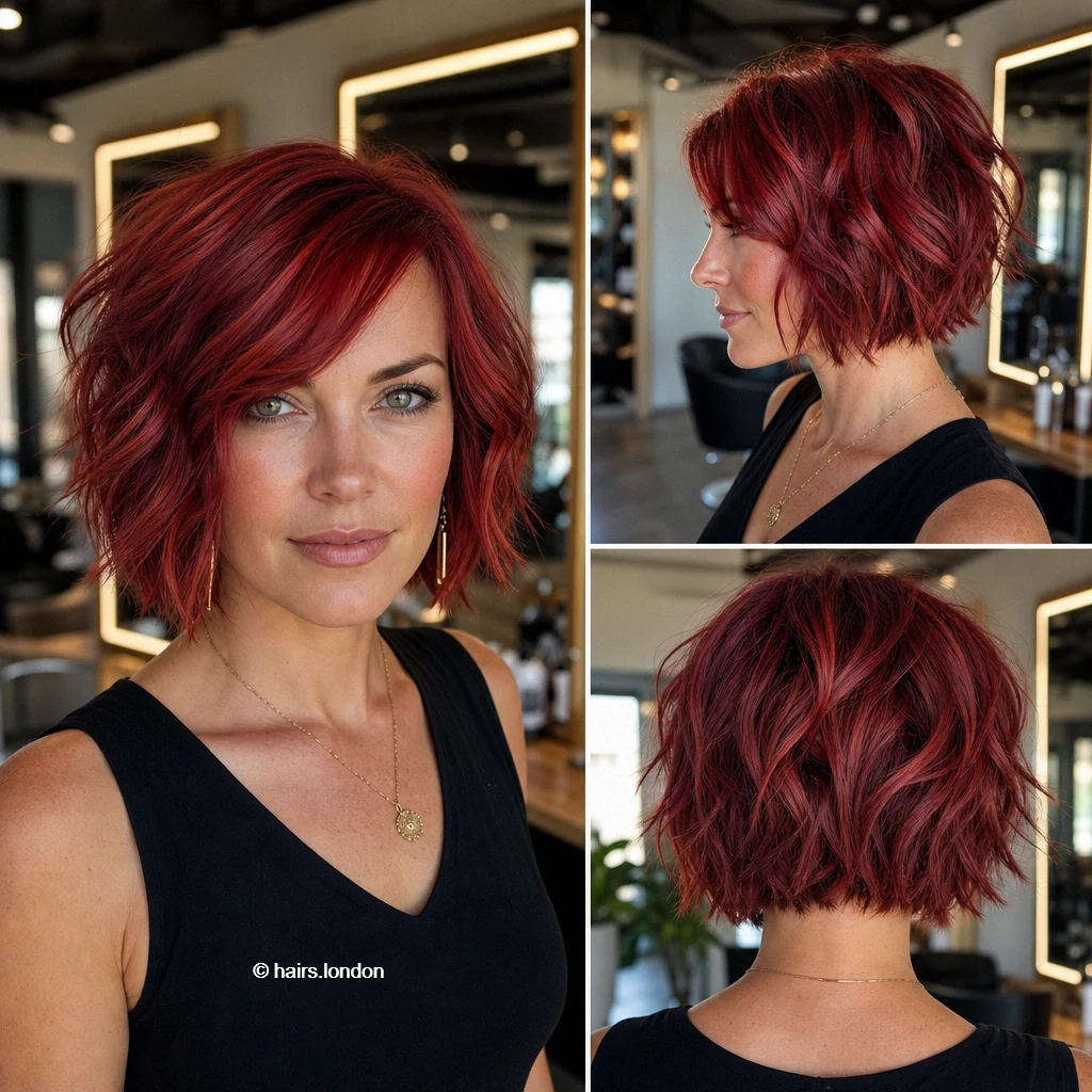 22 Bob Haircut Ideas: Sleek Angles, Soft Layers and Textured Shapes Red Textured Bob