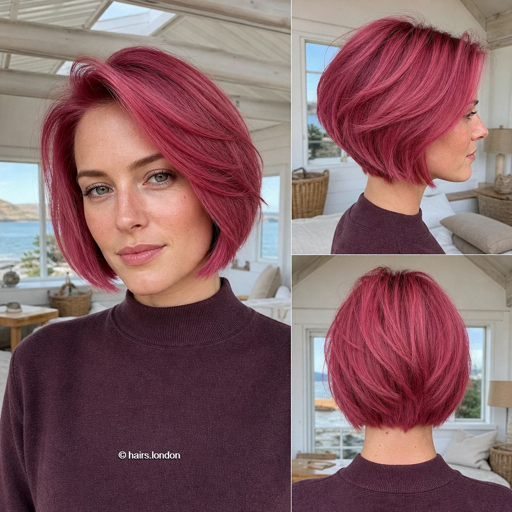 20 Colorful Bob Haircuts: Shapes, Layers and Styling Ideas Rose Angled Bob