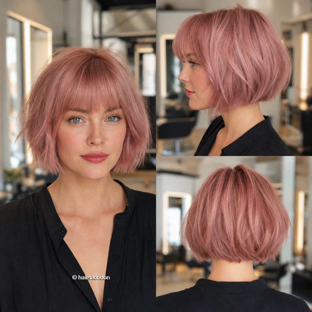 20 Colorful Bob Haircuts, From Rounded Shapes to Airy Layers Rose Choppy Bob
