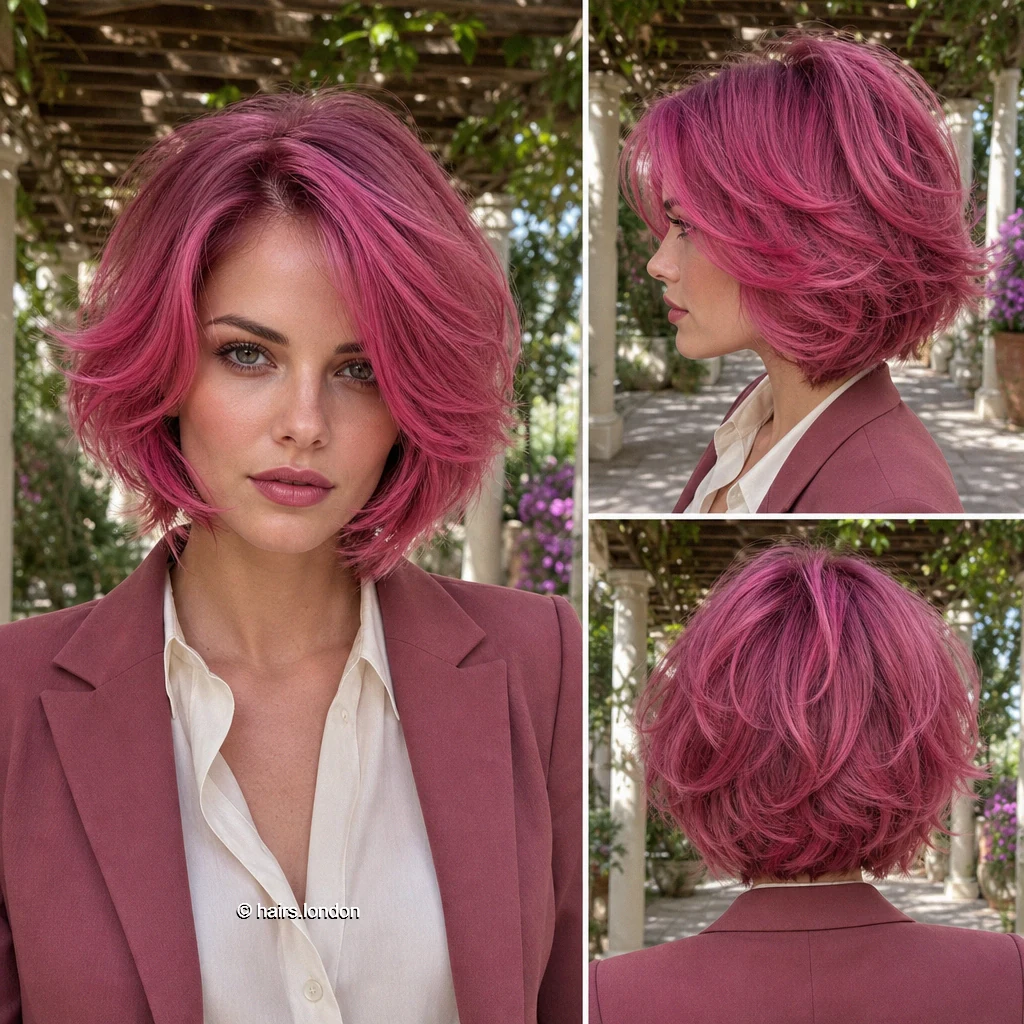 20 Magenta Bob Haircuts: Shapes from Blunt to Shaggy Rose Feathered Bob