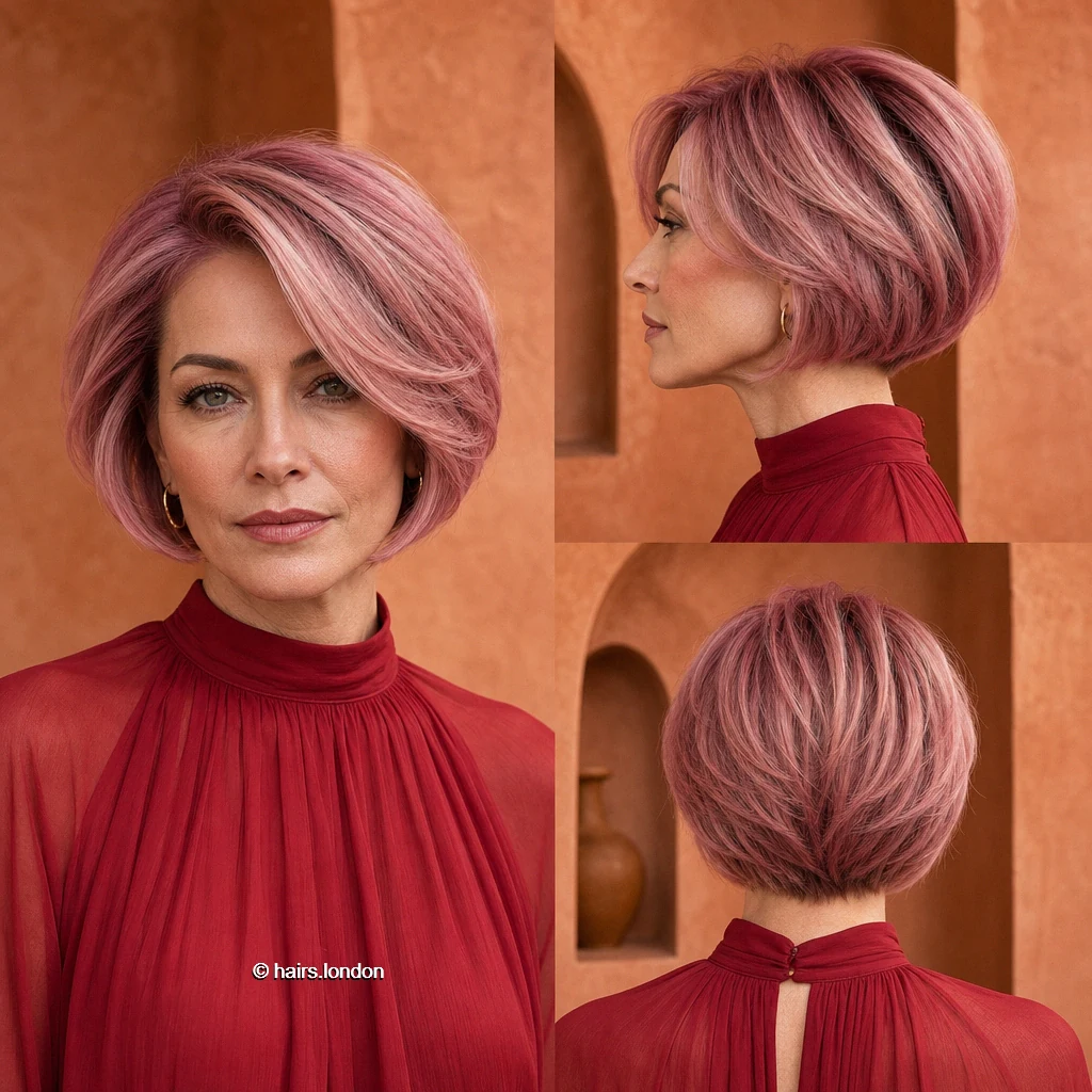 20 Bob Haircuts in Dark and Vivid Colors, From Rounded to Shaggy Rose Sidefringe Bob