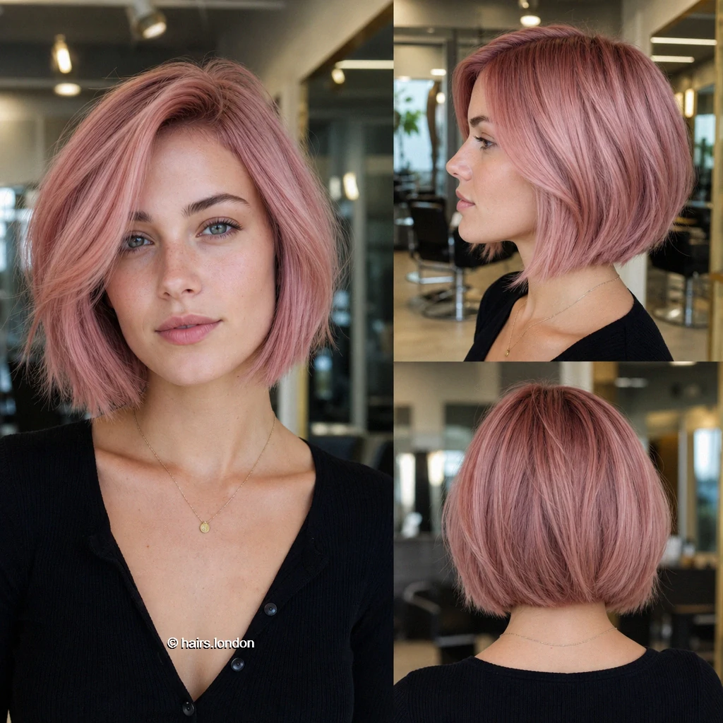 20 Colorful Bob Haircuts, From Rounded Shapes to Airy Layers Rose Sidepart Bob