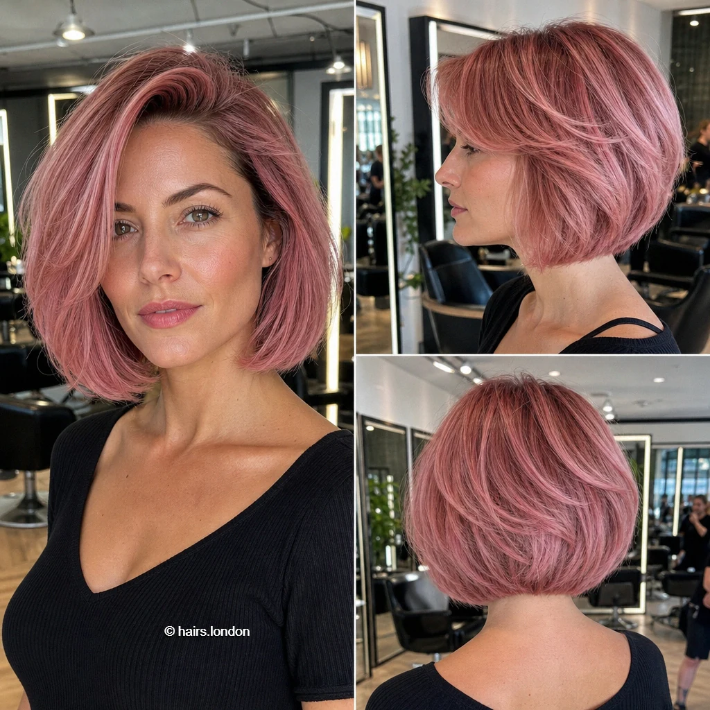 20 Colorful Bob Haircuts, From Rounded Shapes to Airy Layers Rose Sweeping Bob